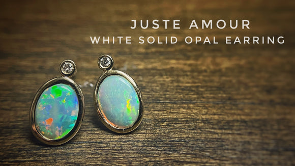 Australian Natural White Solid Opal Earring